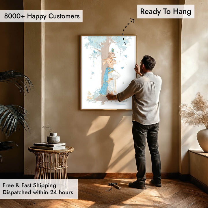 Lord Krishna Flute Wall Art – Vastu Painting for Home Decor