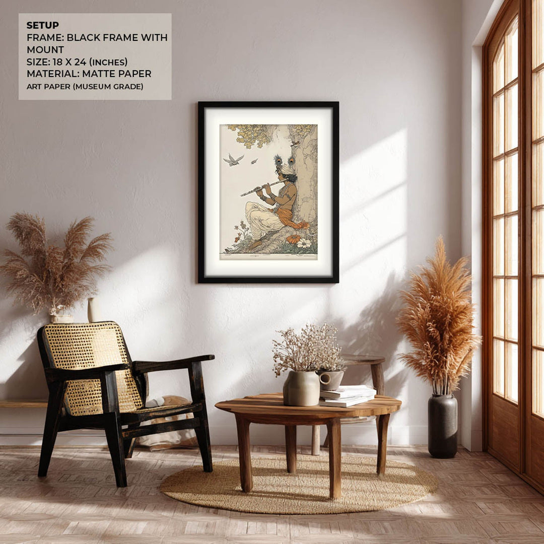 Lord Krishna Playing Flute Painting – Vastu Wall Art