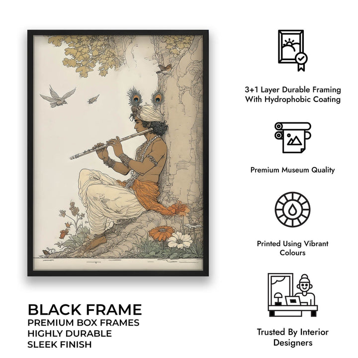 Lord Krishna Playing Flute Painting – Vastu Wall Art