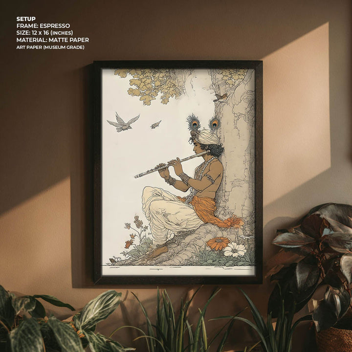 Lord Krishna Playing Flute Painting – Vastu Wall Art