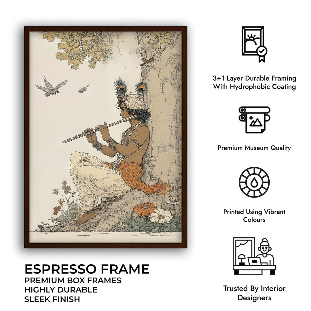 Lord Krishna Playing Flute Painting – Vastu Wall Art