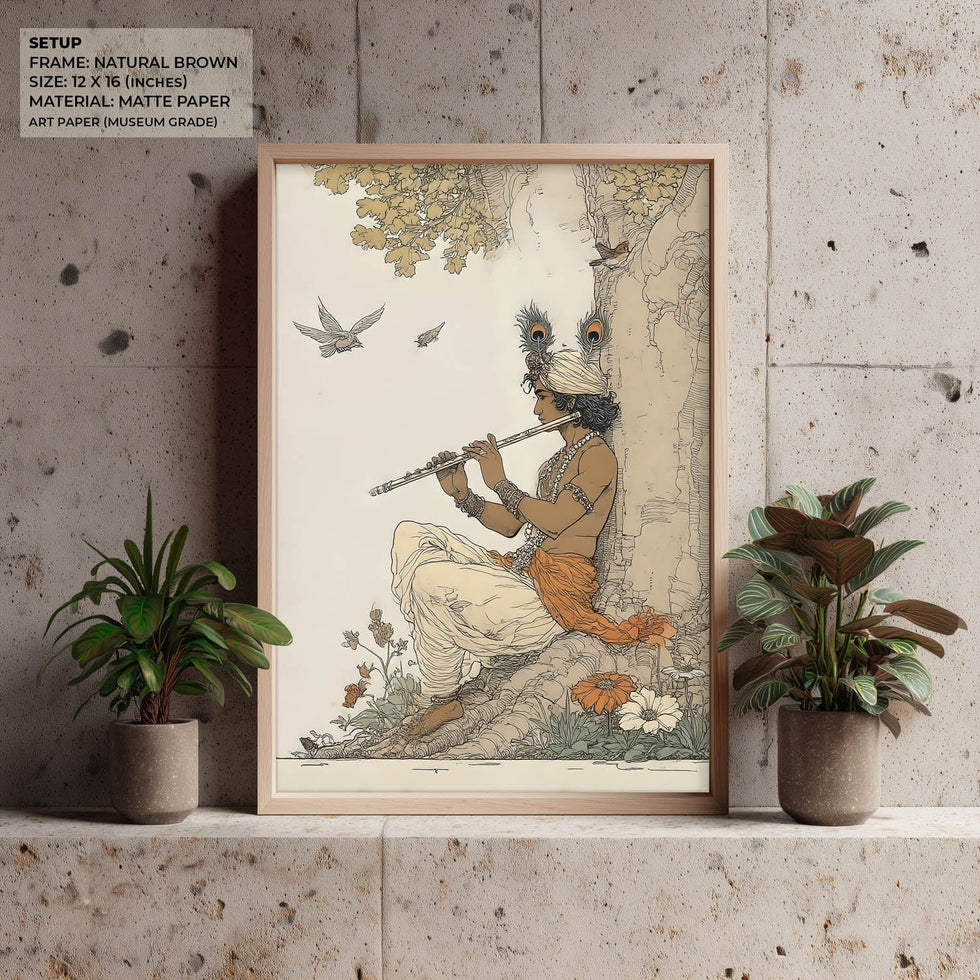 Lord Krishna Playing Flute Painting – Vastu Wall Art