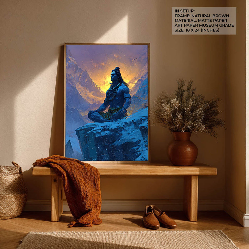 Lord Shiva Meditation Painting – Mahadev Himalayan Vastu Wall Art