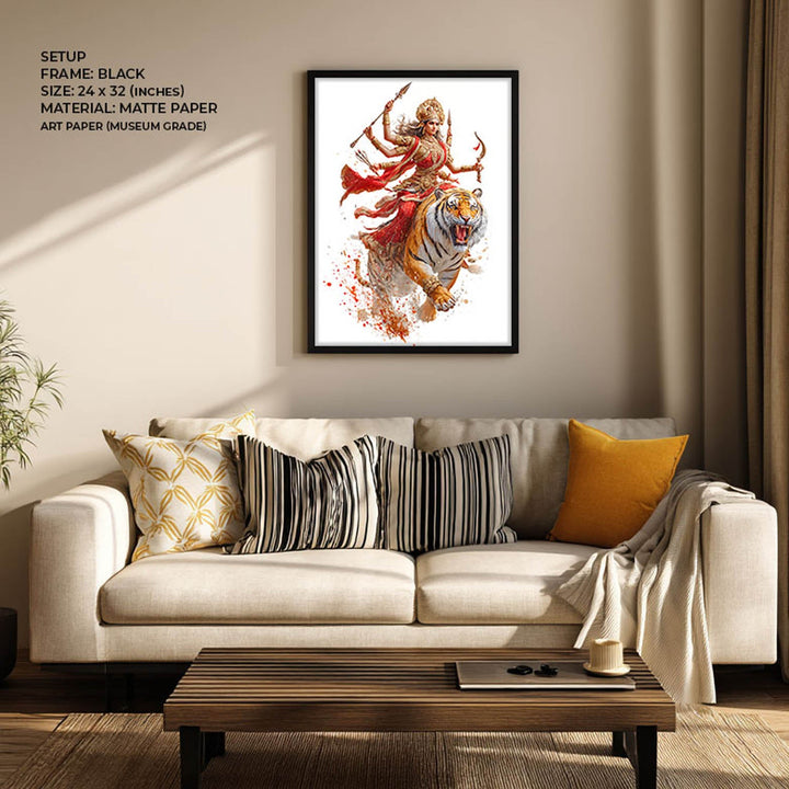 Maa Durga on Tiger - Vastu Painting