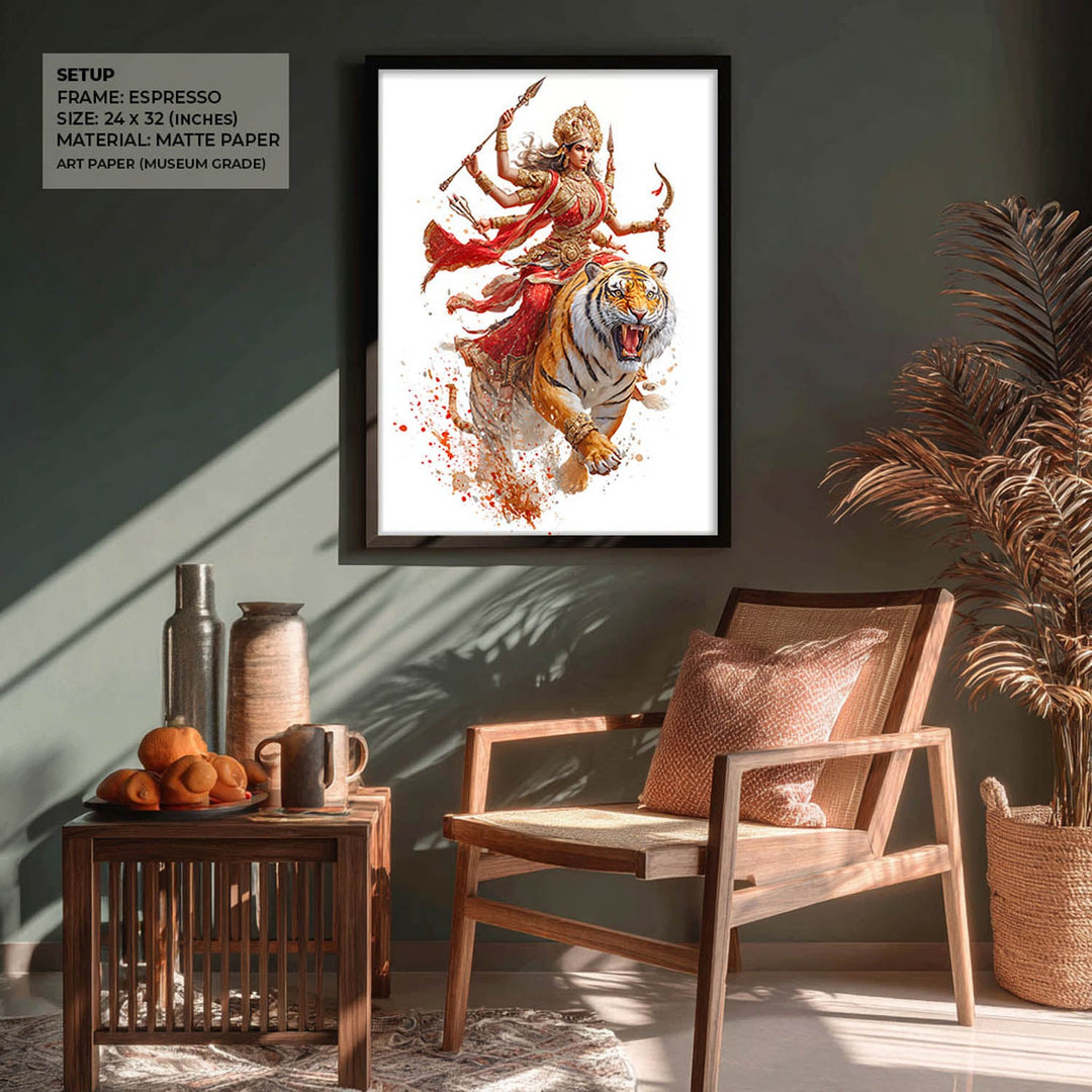 Maa Durga on Tiger - Vastu Painting