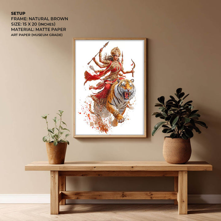Maa Durga on Tiger - Vastu Painting