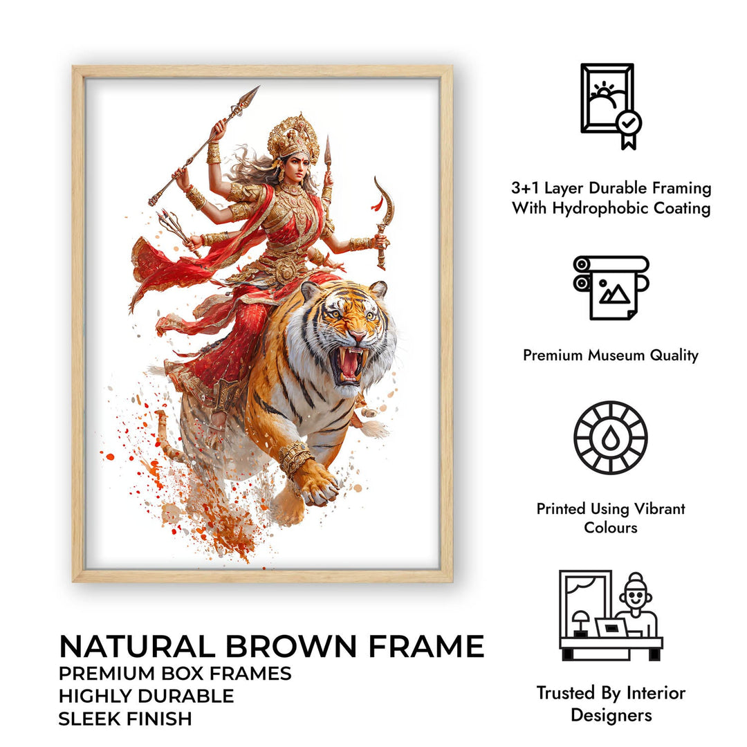 Maa Durga on Tiger - Vastu Painting