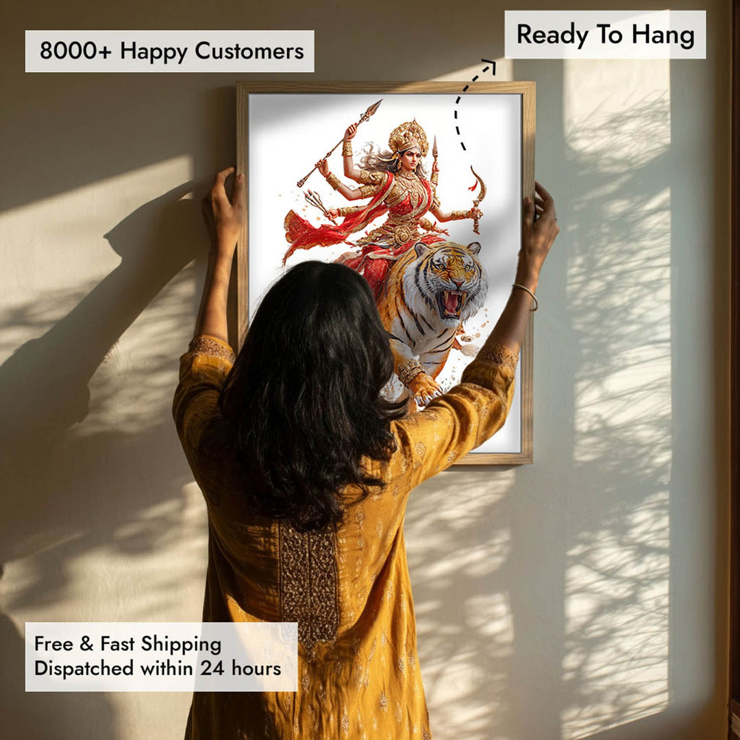 Maa Durga on Tiger - Vastu Painting