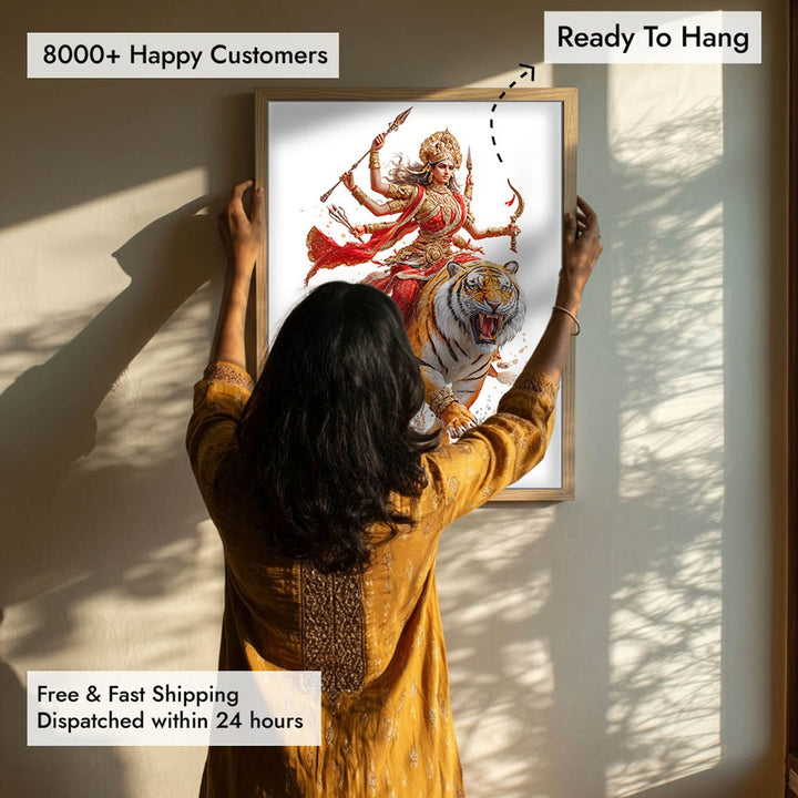 Maa Durga on Tiger - Vastu Painting