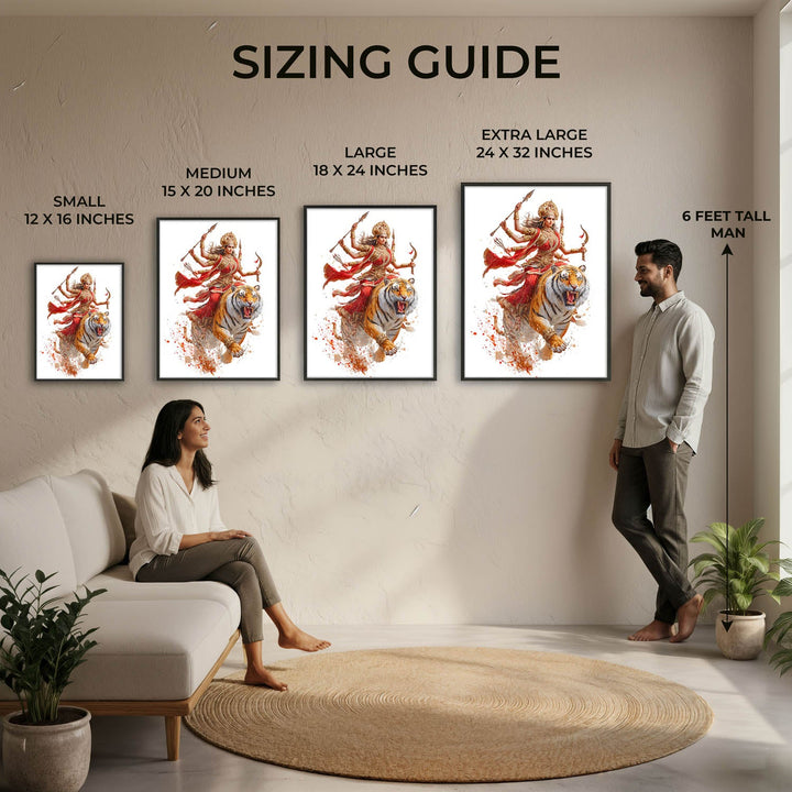 Maa Durga on Tiger - Vastu Painting
