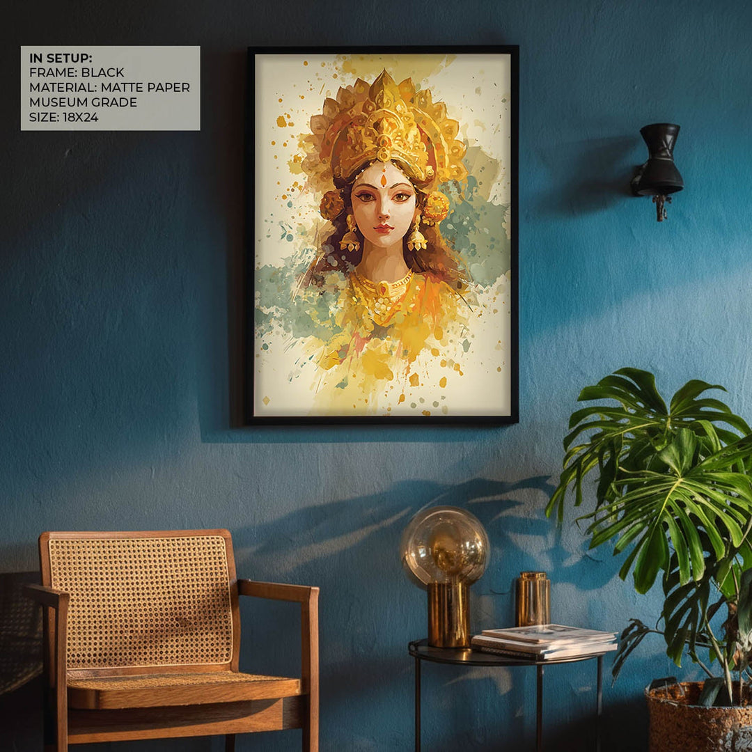 Maa Laxmi Painting – Golden Goddess Wall Art