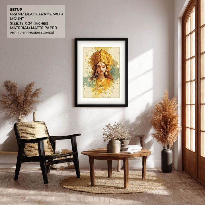 Maa Laxmi Painting – Golden Goddess Wall Art