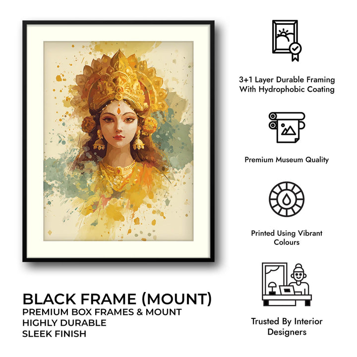 Maa Laxmi Painting – Golden Goddess Wall Art