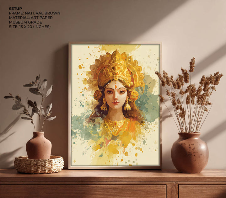 Maa Laxmi Painting – Golden Goddess Wall Art