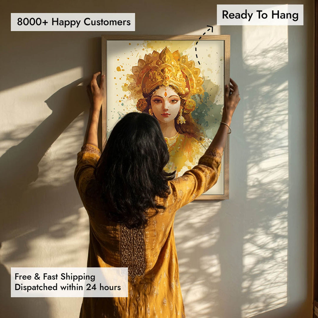 Maa Laxmi Painting – Golden Goddess Wall Art