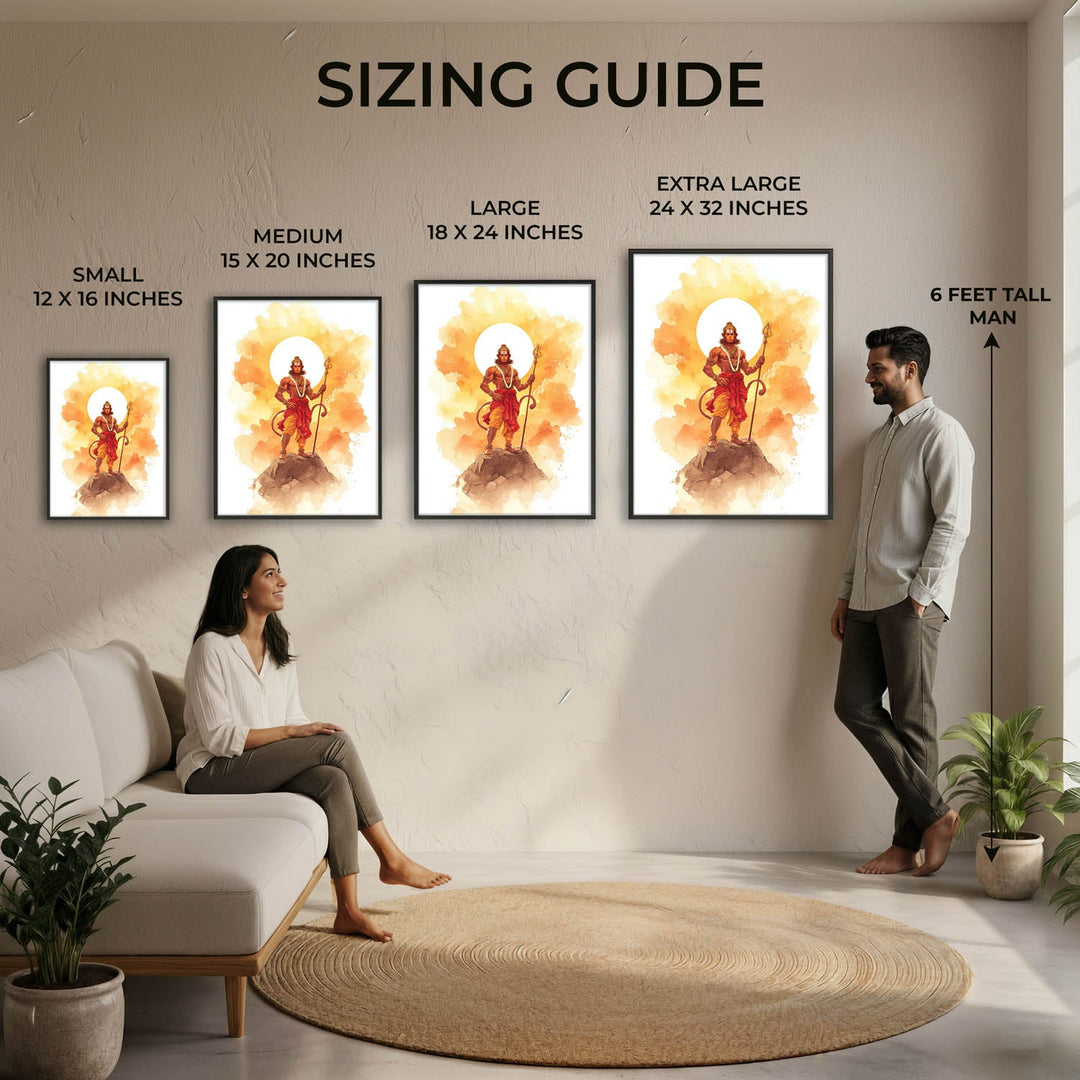 Majestic Hanuman Painting – Bajrangbali Wall Art