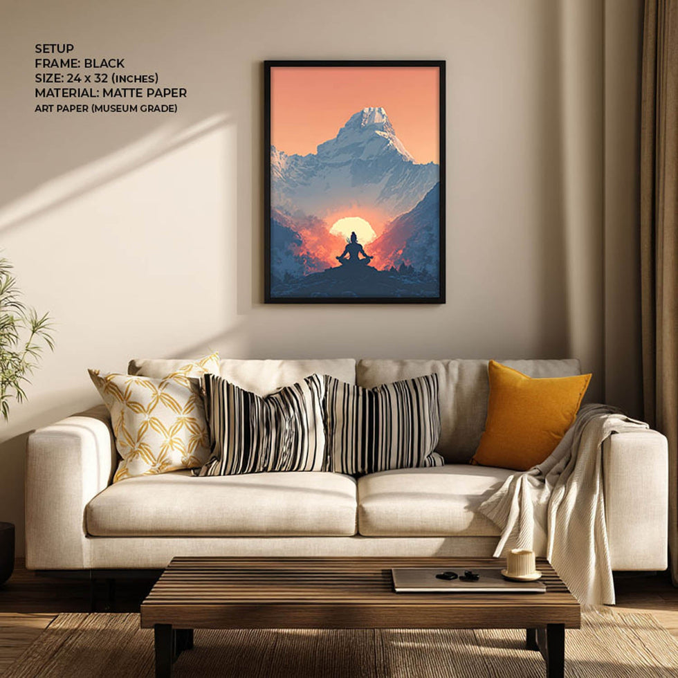 Meditating Lord Shiva in Himalayas - Vastu Painting