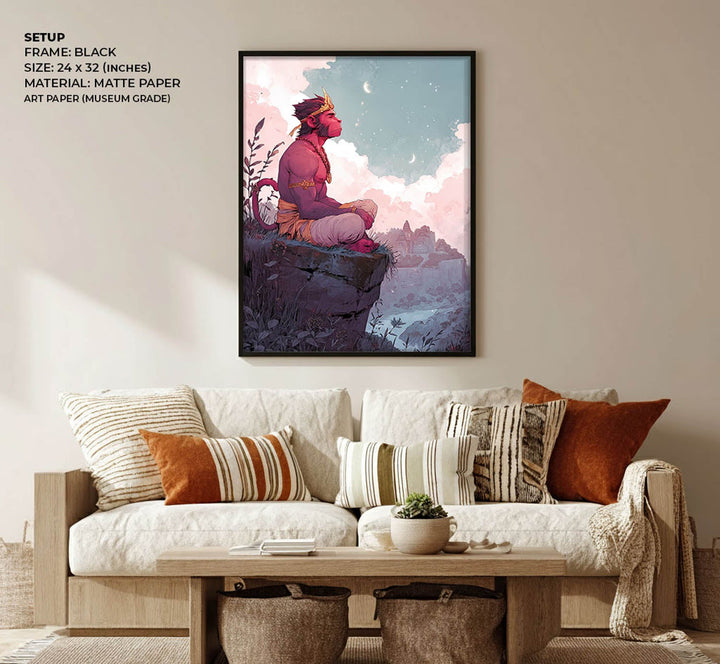 Meditative Hanuman Painting – Bajrangbali Wall Art