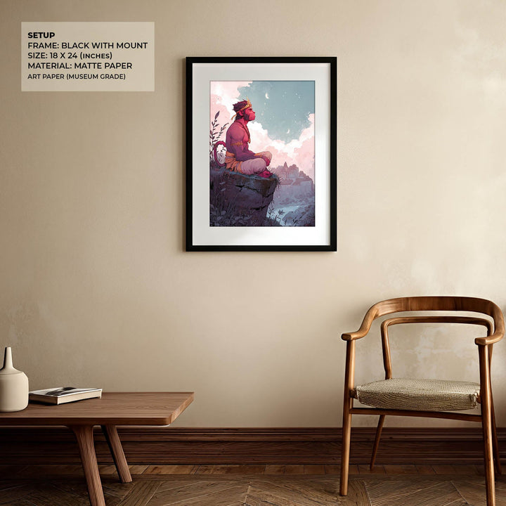 Meditative Hanuman Painting – Bajrangbali Wall Art