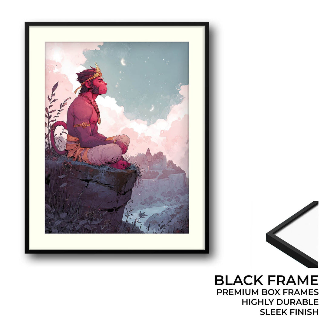 Meditative Hanuman Painting – Bajrangbali Wall Art