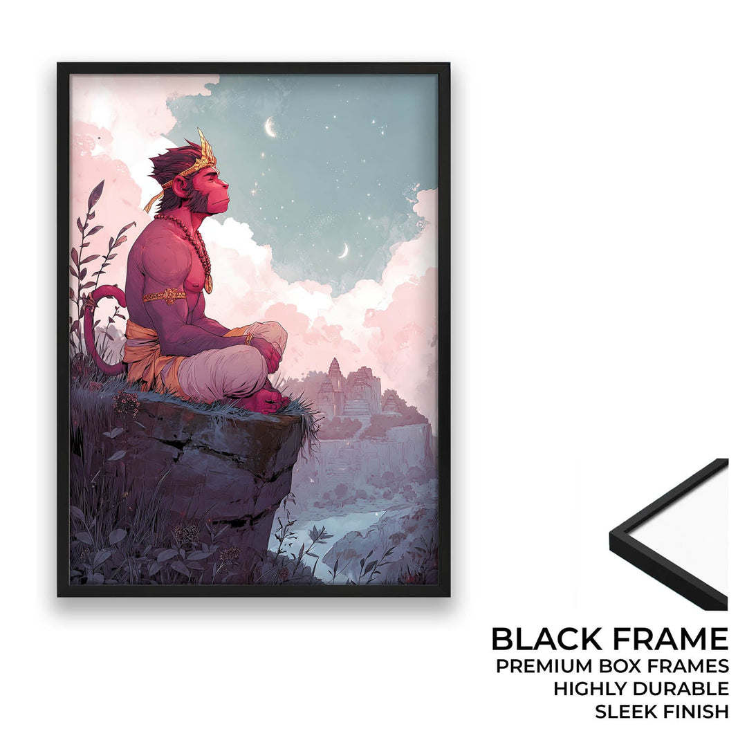 Meditative Hanuman Painting – Bajrangbali Wall Art