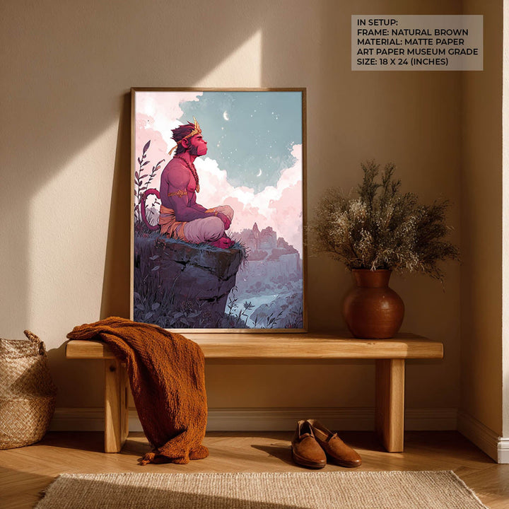 Meditative Hanuman Painting – Bajrangbali Wall Art