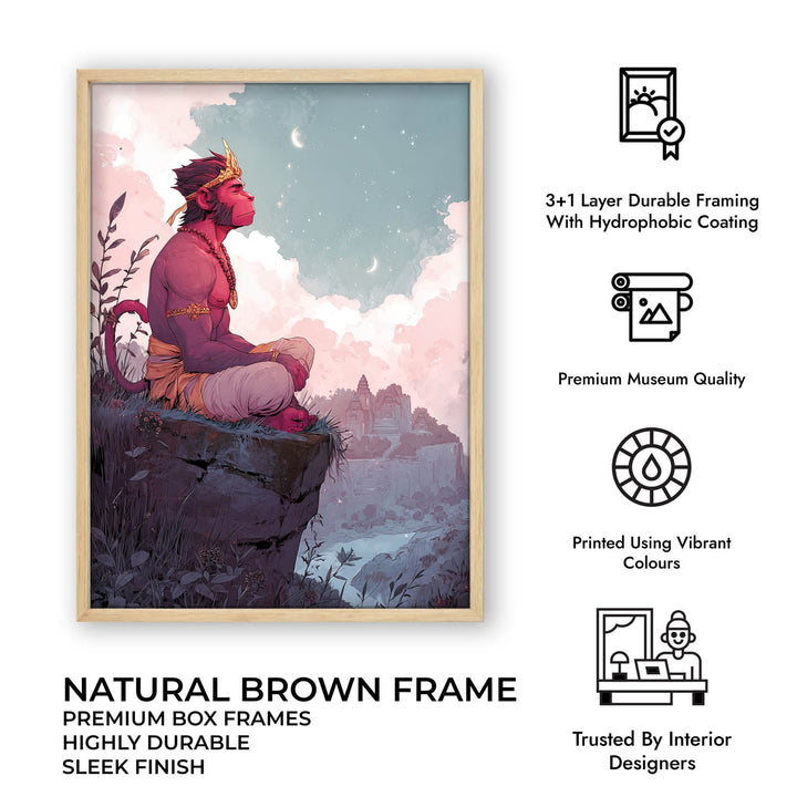 Meditative Hanuman Painting – Bajrangbali Wall Art