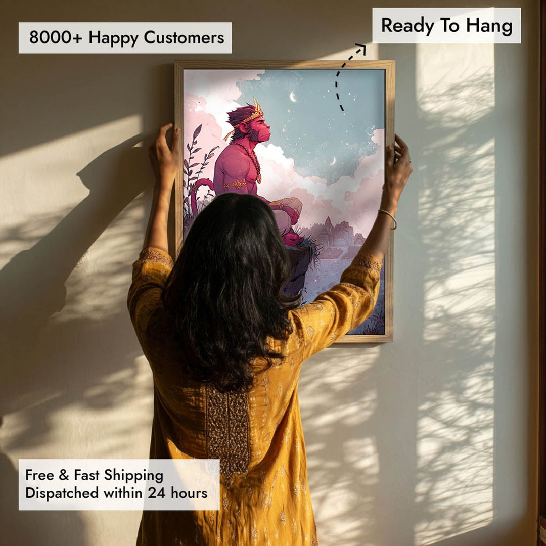 Meditative Hanuman Painting – Bajrangbali Wall Art