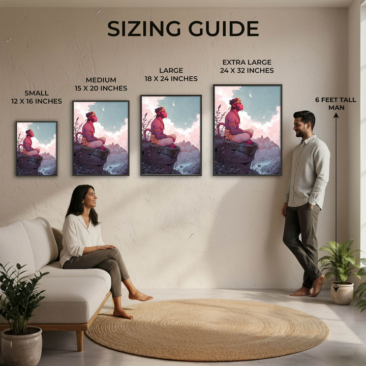 Meditative Hanuman Painting – Bajrangbali Wall Art