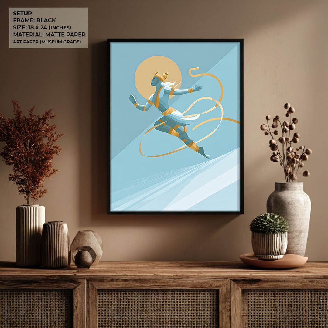 Mighty Hanuman Painting – Celestial Leap Wall Art