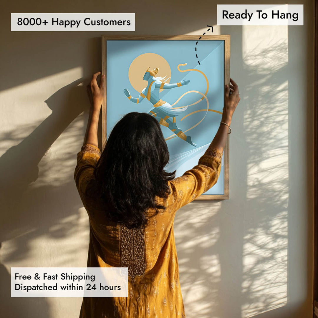 Mighty Hanuman Painting – Celestial Leap Wall Art