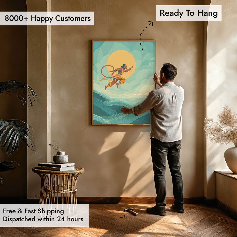 Mighty Hanuman Painting – Ocean Crossing Wall Art