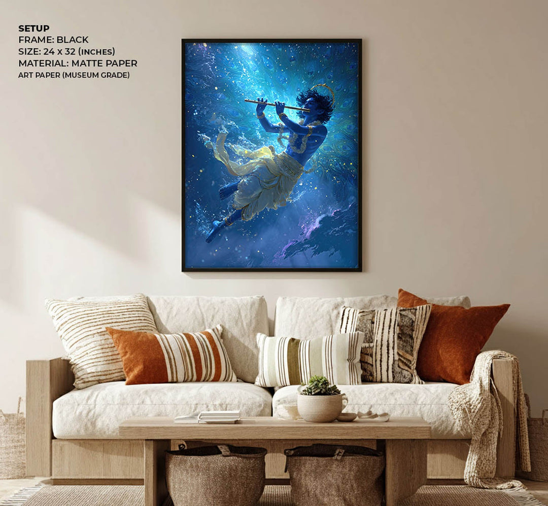 Mystic Krishna Painting – Flute Wall Art