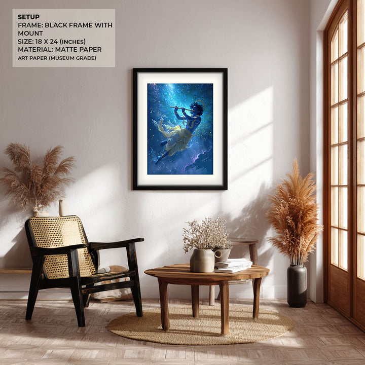 Mystic Krishna Painting – Flute Wall Art