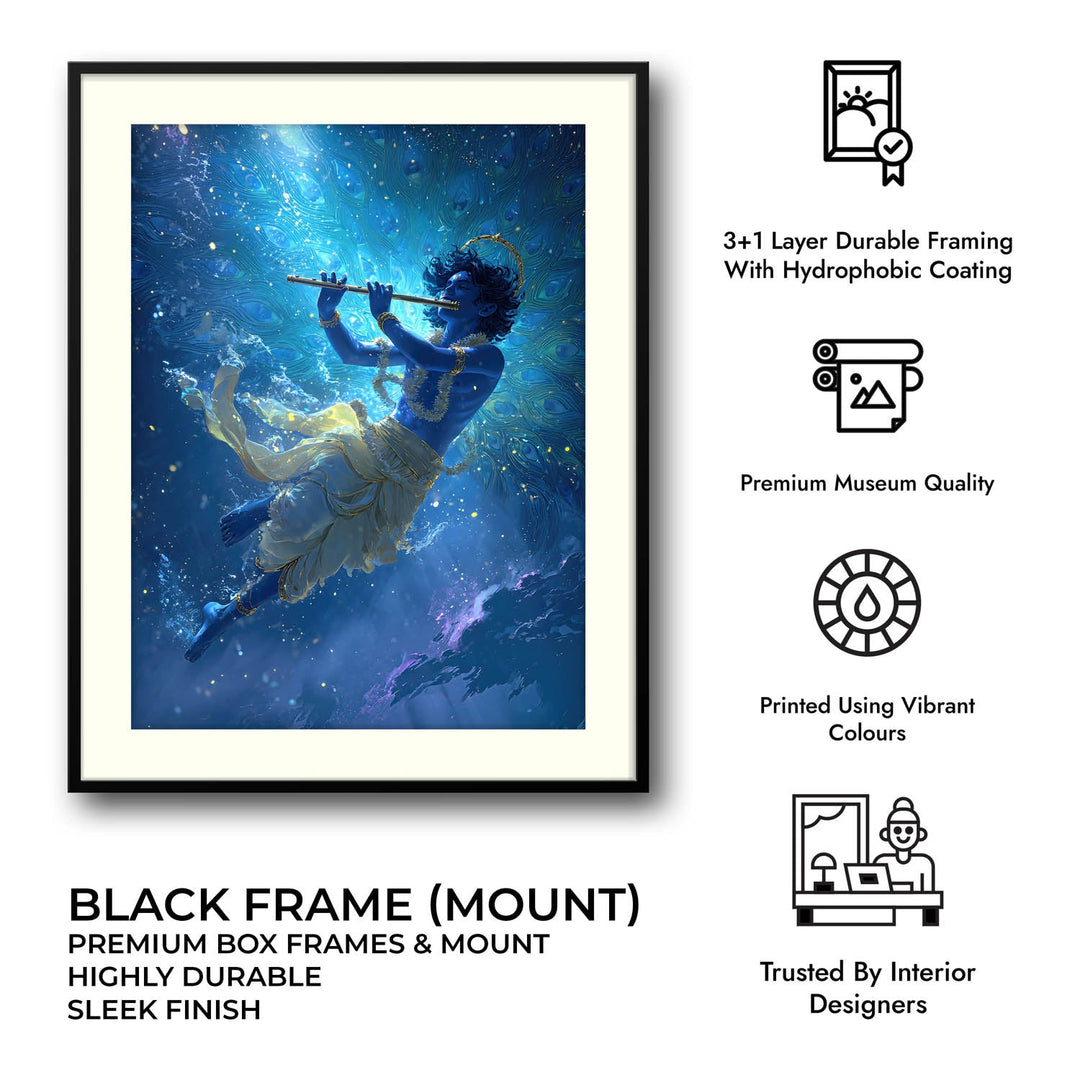 Mystic Krishna Painting – Flute Wall Art