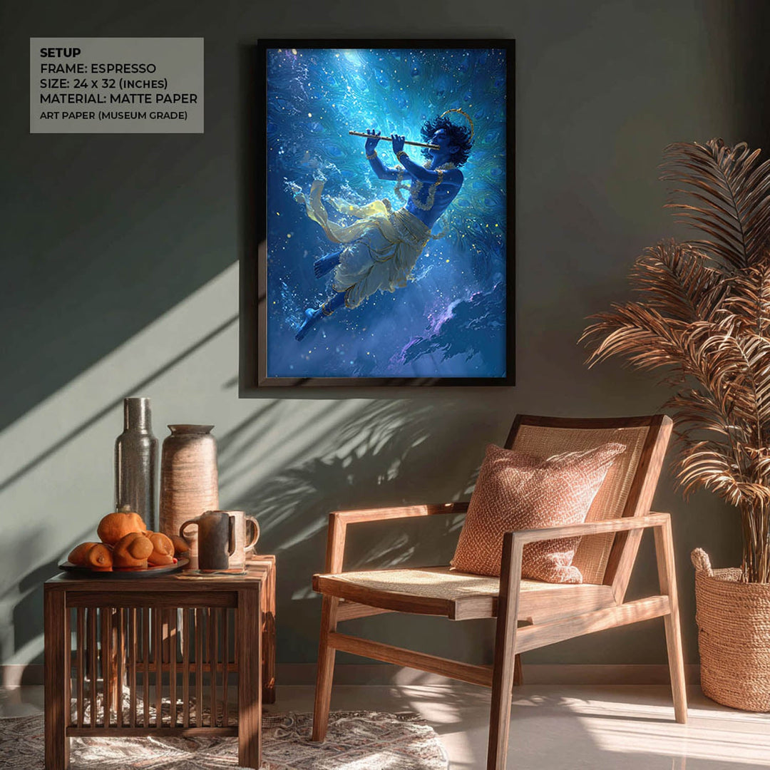 Mystic Krishna Painting – Flute Wall Art