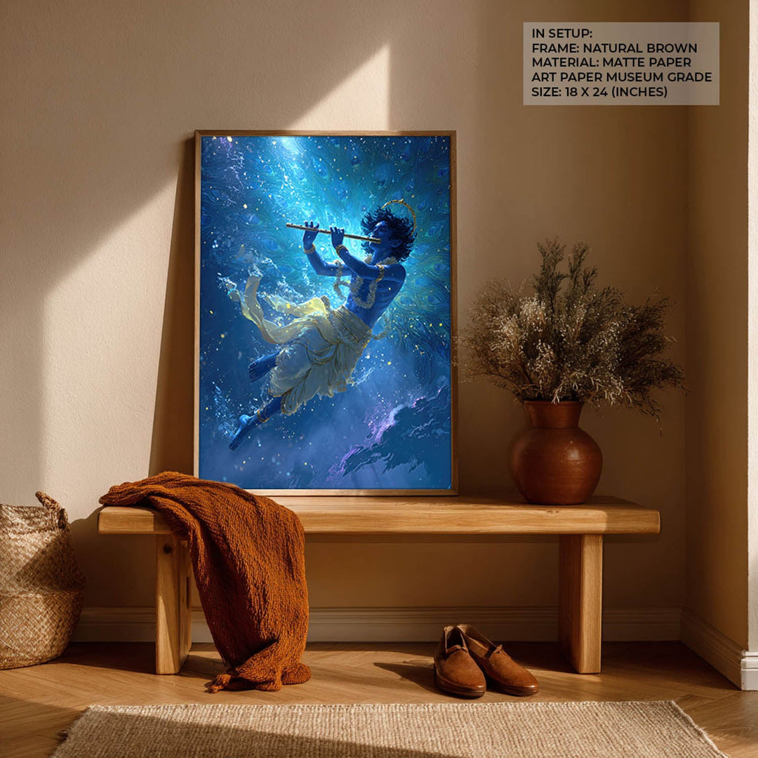 Mystic Krishna Painting – Flute Wall Art