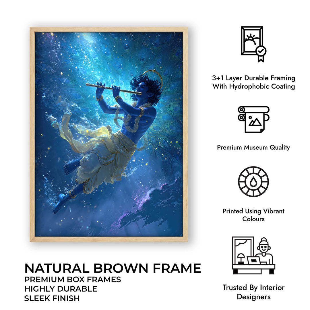 Mystic Krishna Painting – Flute Wall Art