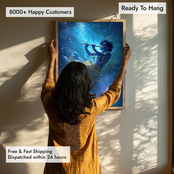 Mystic Krishna Painting – Flute Wall Art