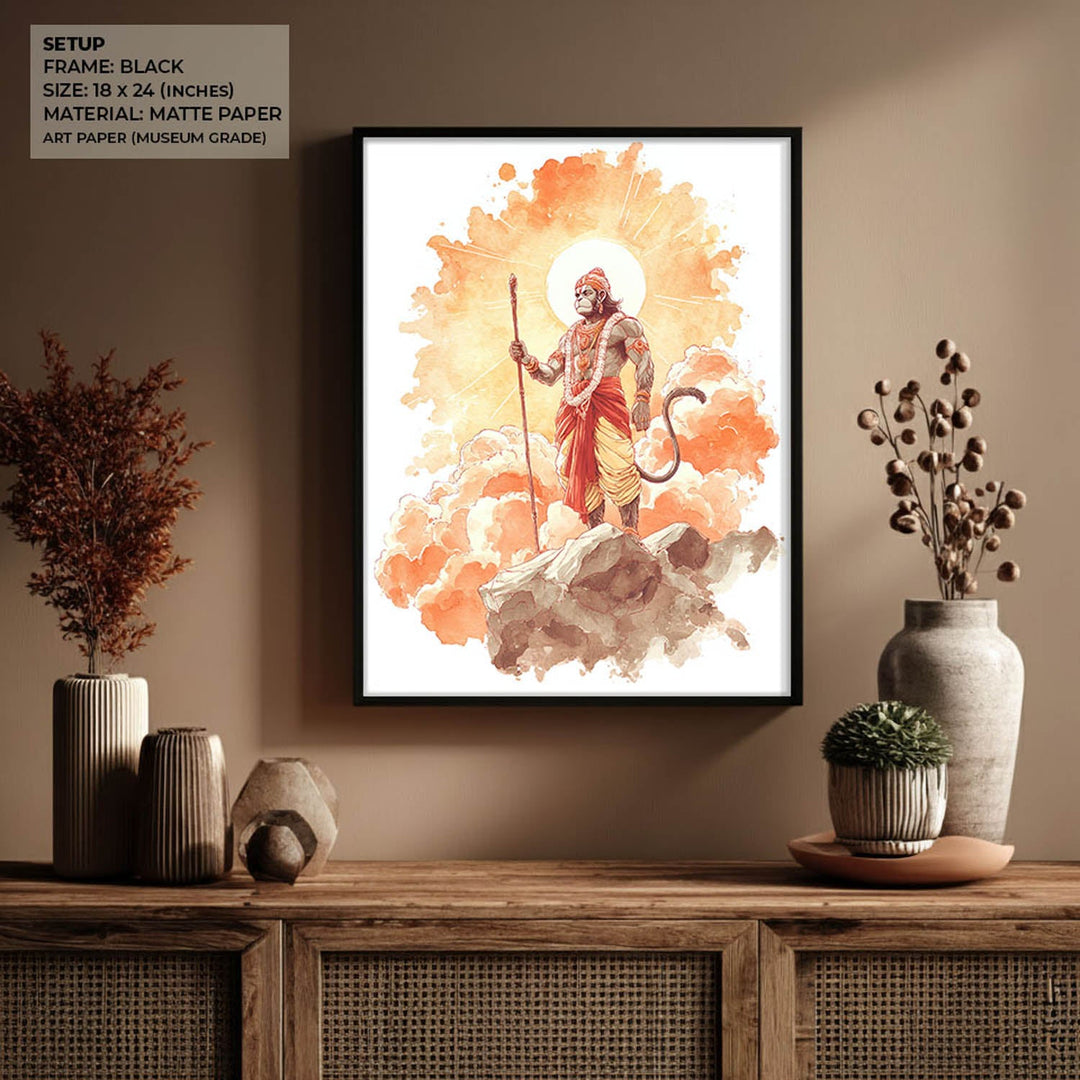 Radiant Hanuman Painting – Bajrangbali Wall Art