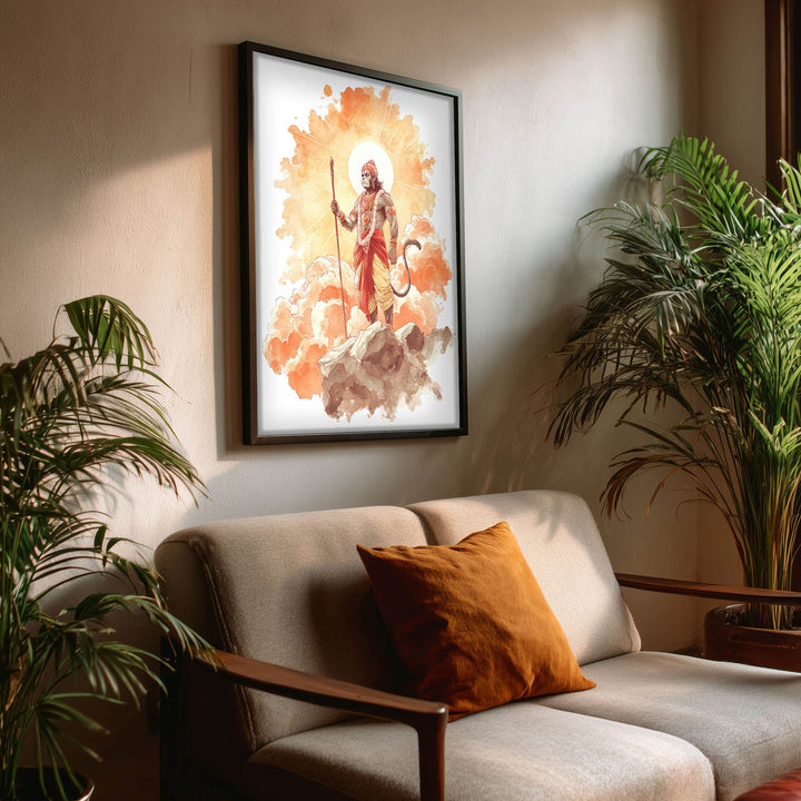 Radiant Hanuman Painting – Bajrangbali Wall Art