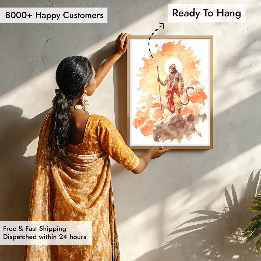 Radiant Hanuman Painting – Bajrangbali Wall Art