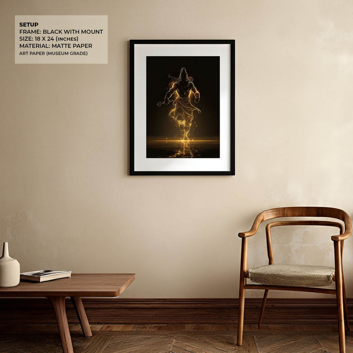 Radiant Mahadev – Golden Silhouette Shiva Wall Art