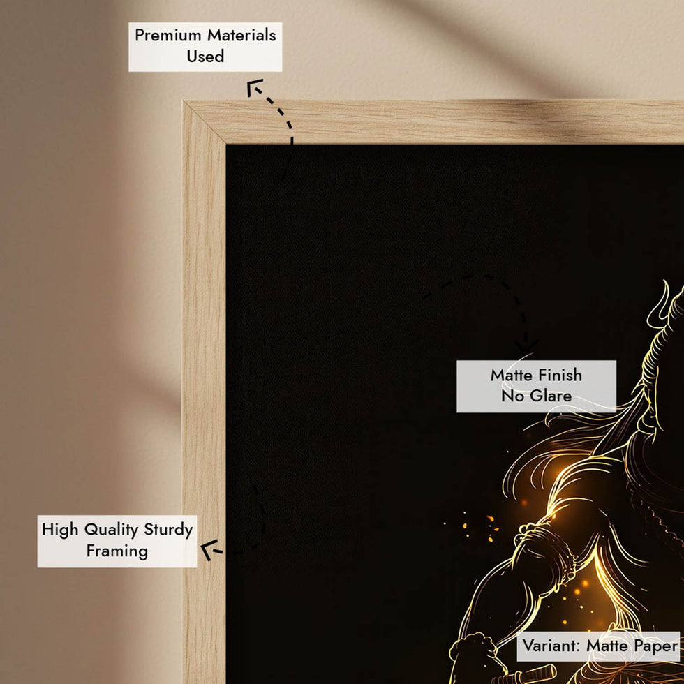 Radiant Mahadev – Golden Silhouette Shiva Wall Art