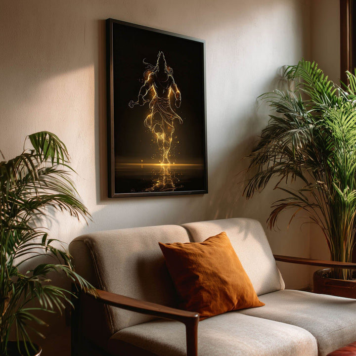 Radiant Mahadev – Golden Silhouette Shiva Wall Art