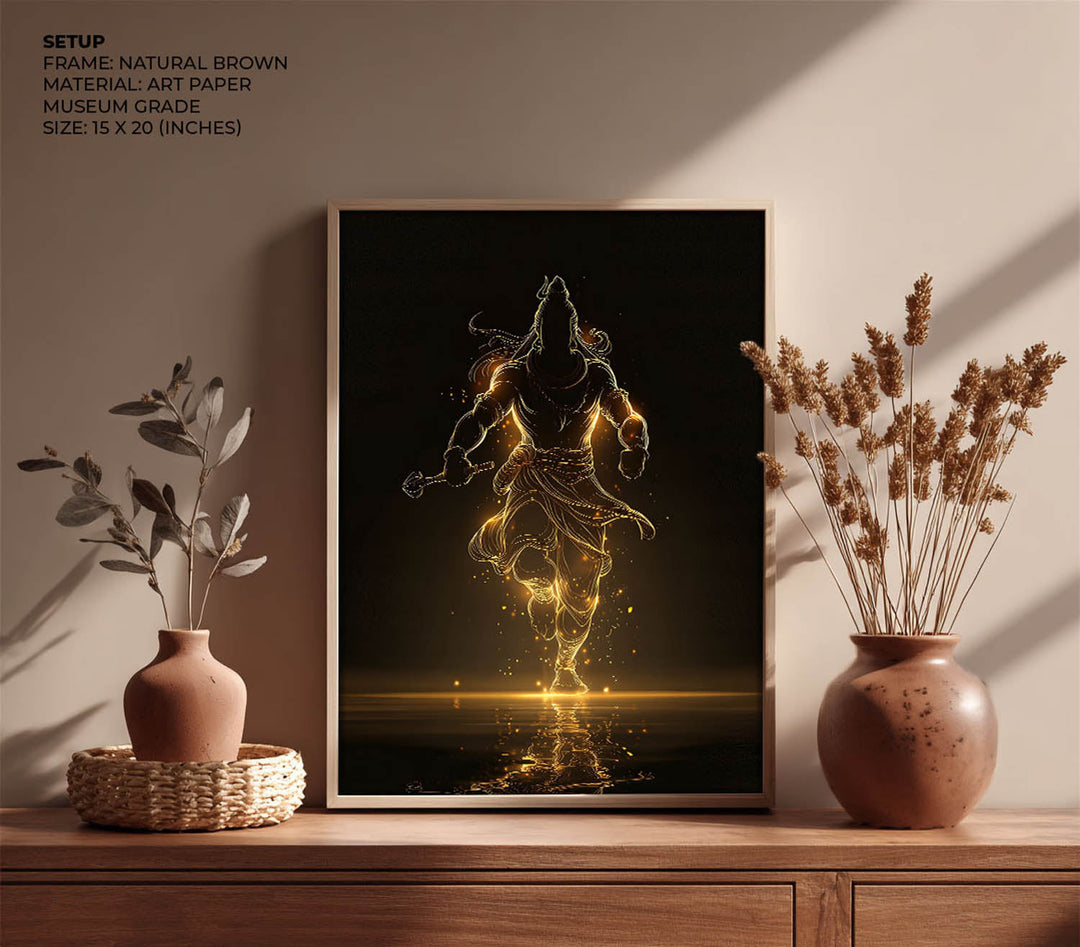 Radiant Mahadev – Golden Silhouette Shiva Wall Art