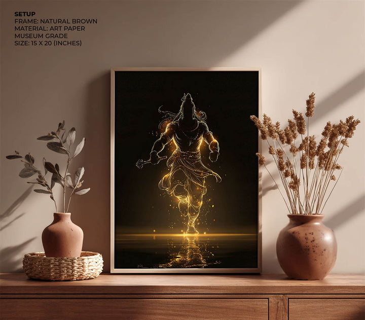Radiant Mahadev – Golden Silhouette Shiva Wall Art