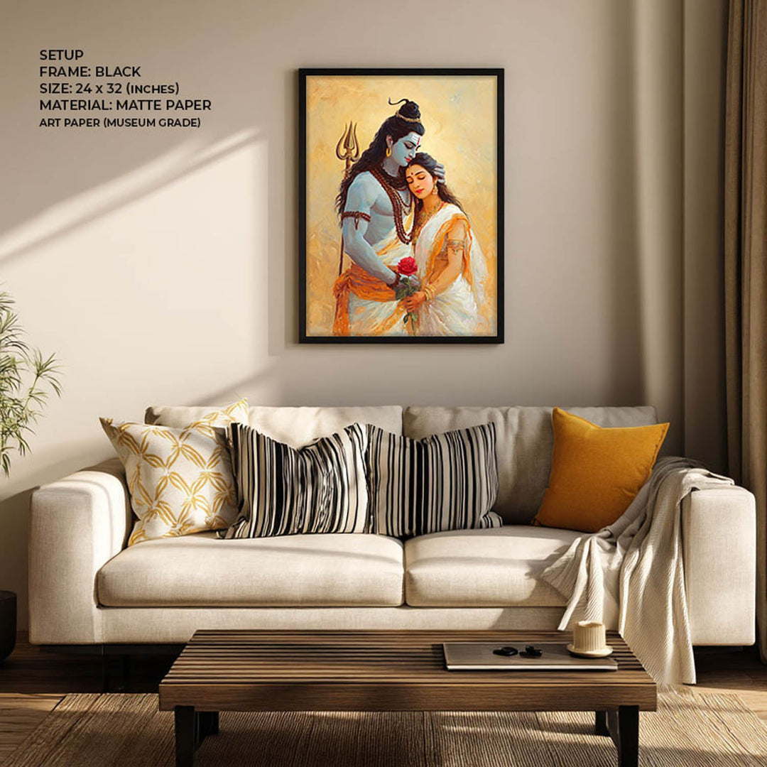 Shiv Parvati Painting – Lord Shiva and Goddess Parvati Vastu Wall Art