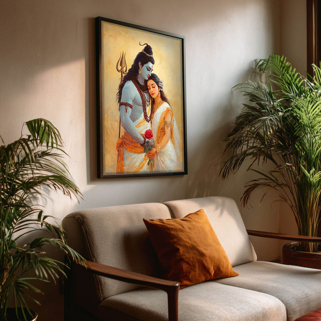 Shiv Parvati Painting – Lord Shiva and Goddess Parvati Vastu Wall Art