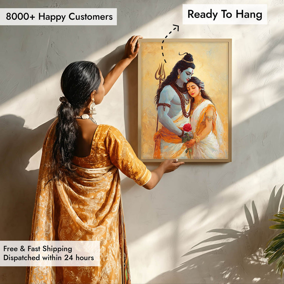 Shiv Parvati Painting – Lord Shiva and Goddess Parvati Vastu Wall Art